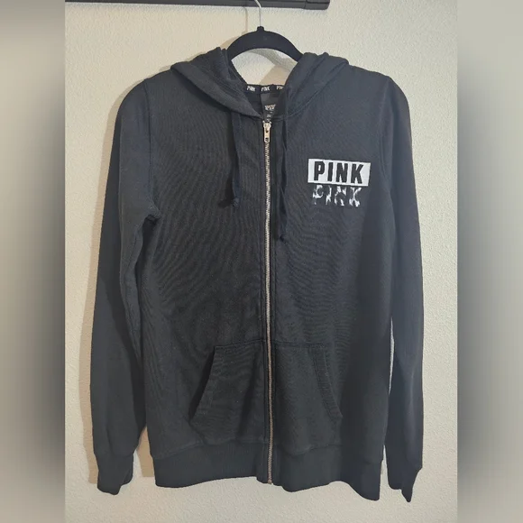 Victoria's Secret Black Hoodie with PINK Logo - Picture 1 of 7